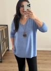 Kolyeli Bebe Mavi İthal Bluz