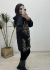 Leopar Desenli Kapüşonlu Ceket