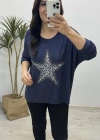 Yıldız Desenli Lacivert İthal Bluz