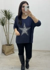 Yıldız Desenli Lacivert İthal Bluz