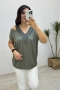 Ön ve Arka V Yaka Sim Detaylı Yeşil Bluz