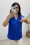 Pul Payet İşlemeli Mavi Bluz
