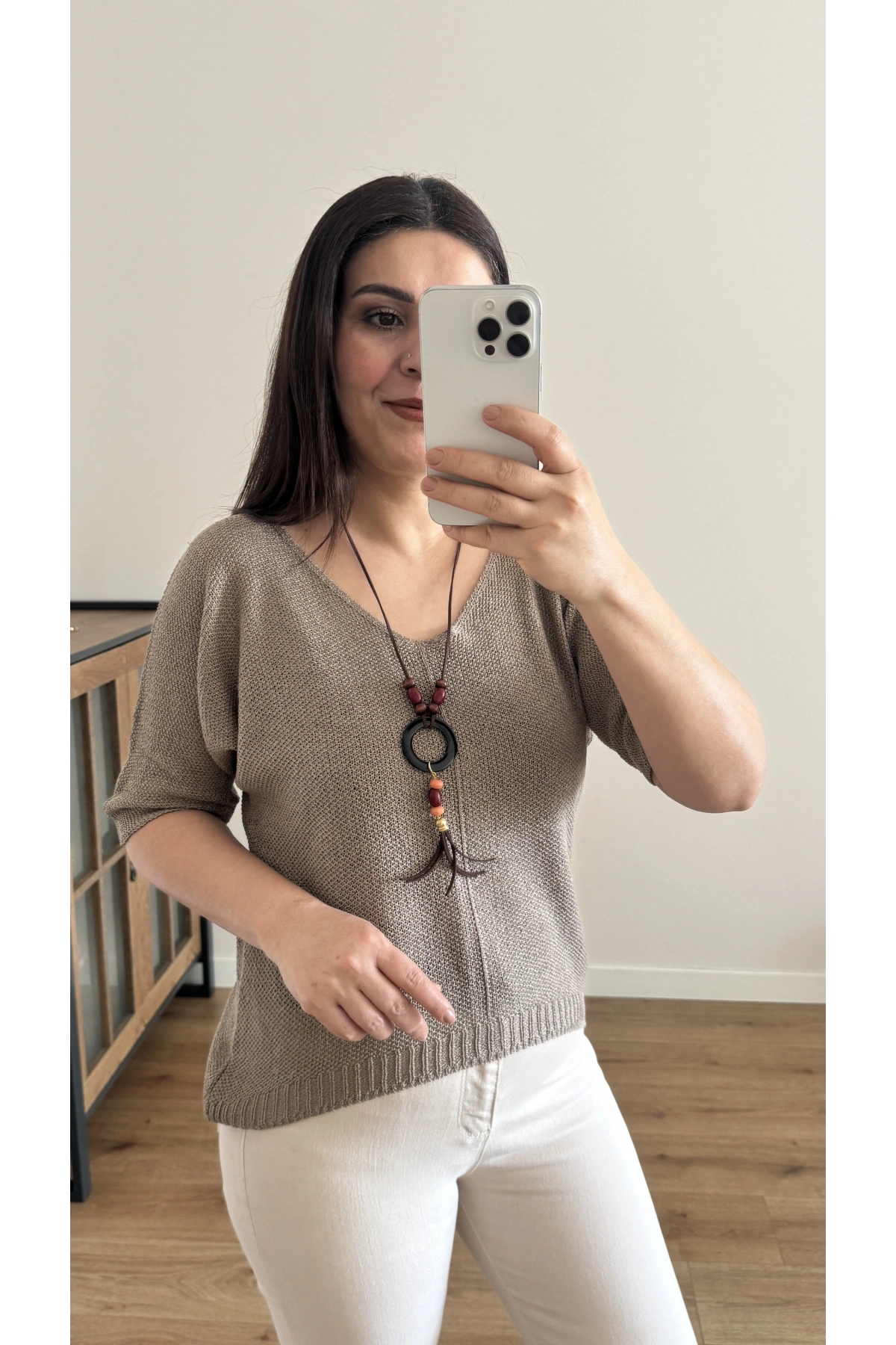 V Yaka Kolyeli Vizon İthal Bluz