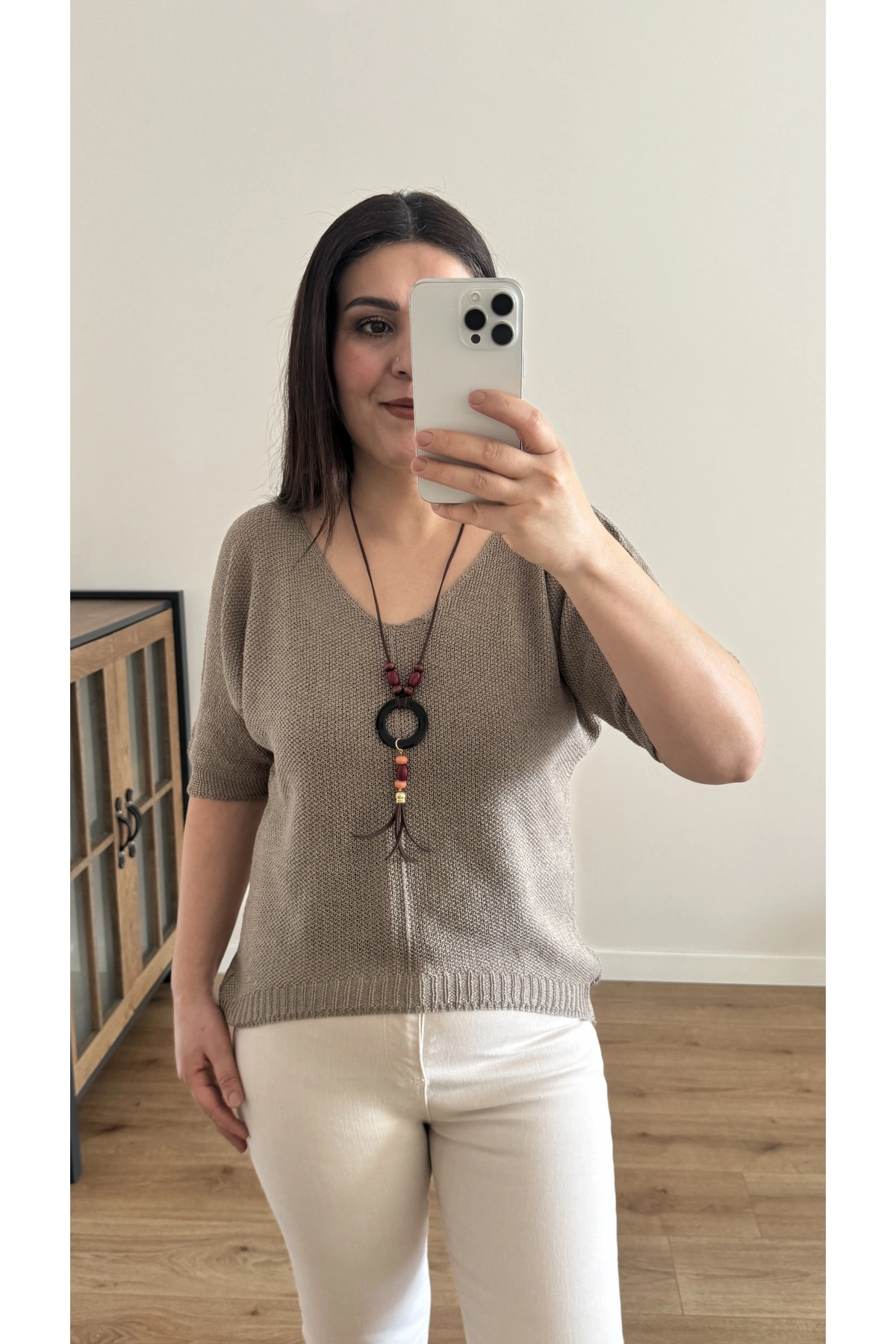 V Yaka Kolyeli Vizon İthal Bluz