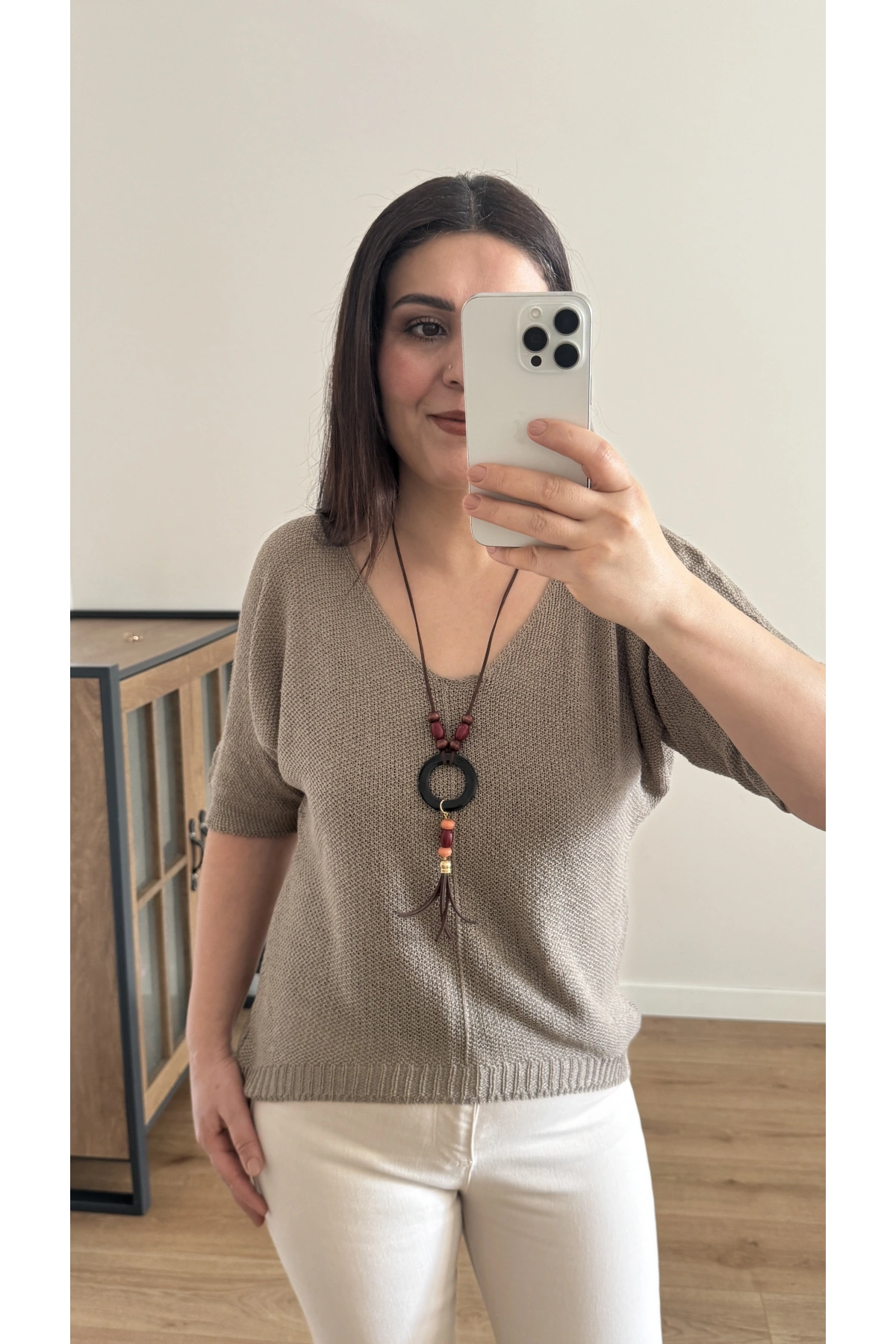 V Yaka Kolyeli Vizon İthal Bluz