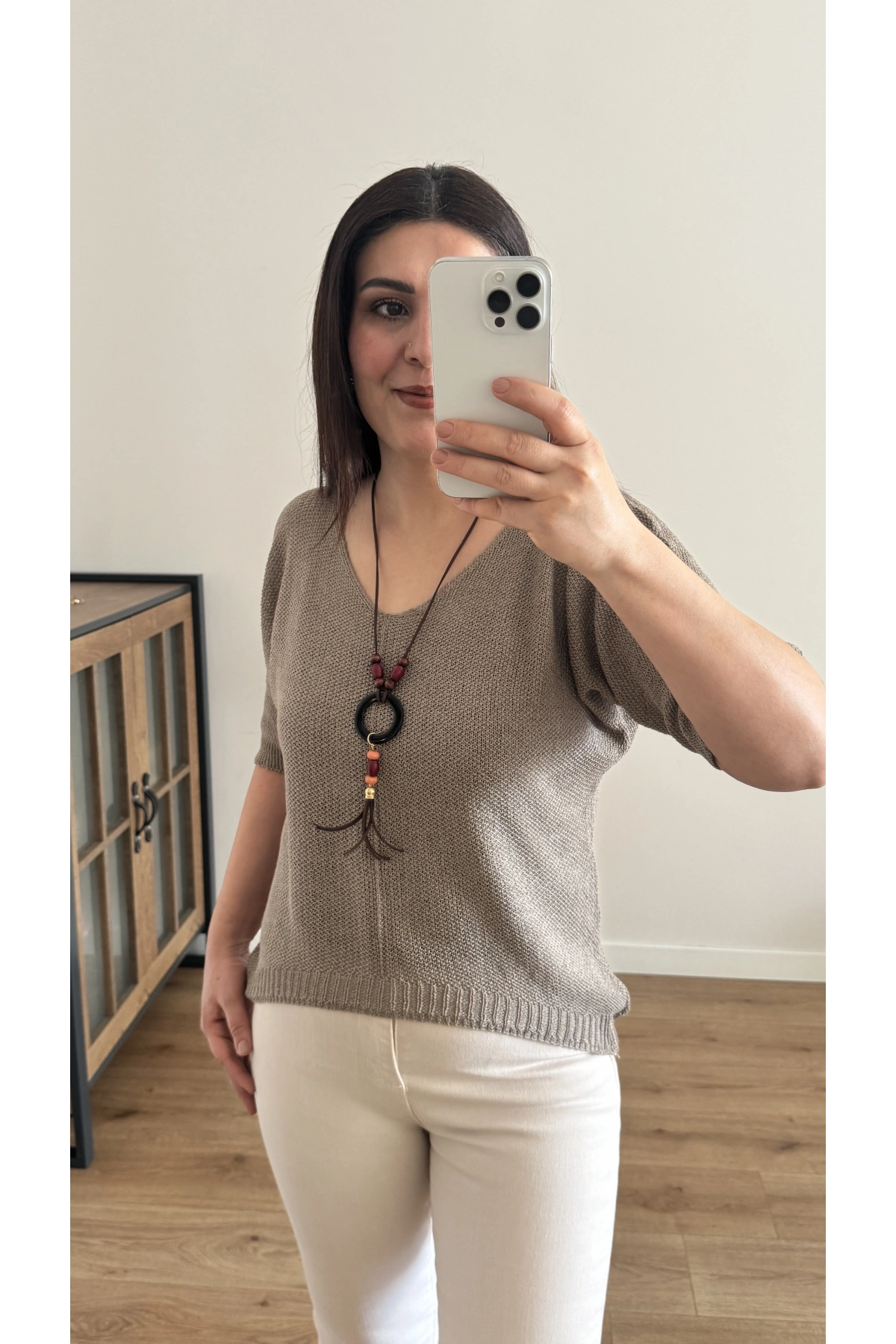 V Yaka Kolyeli Vizon İthal Bluz