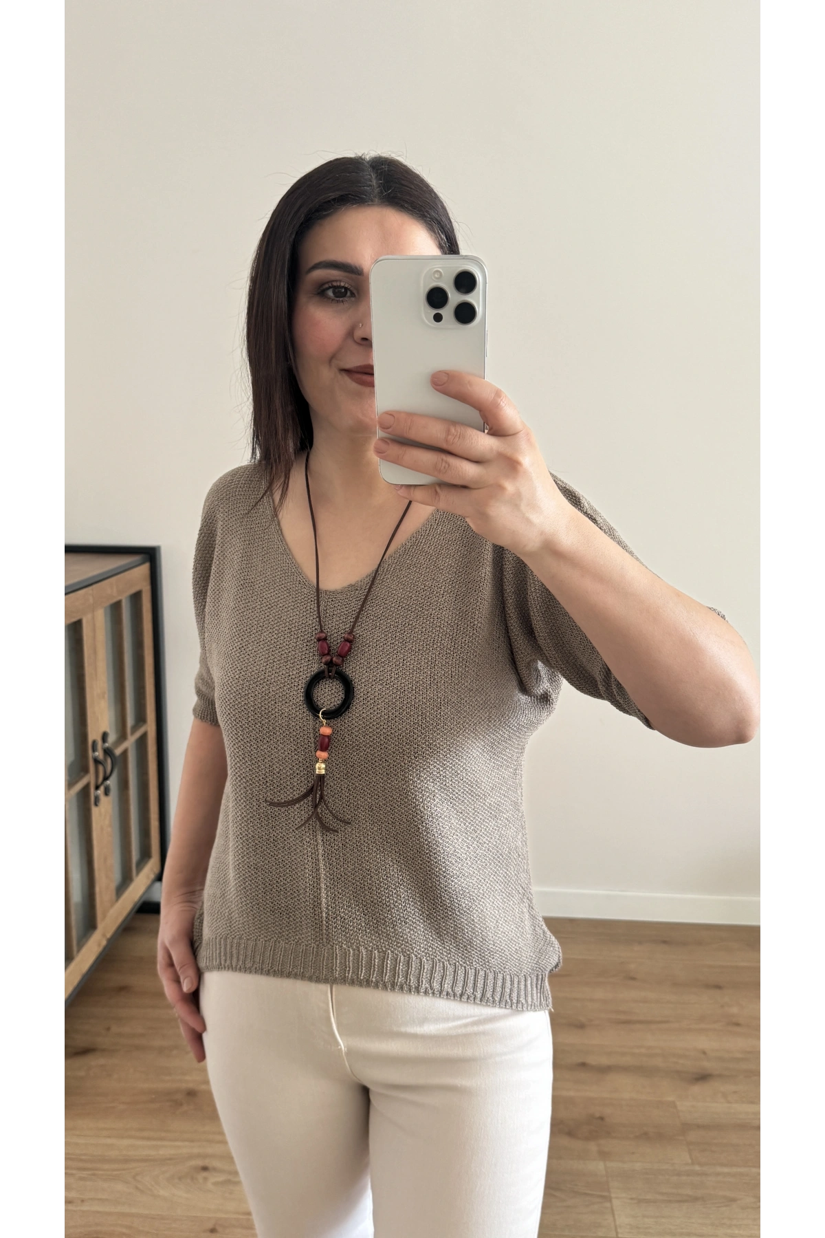 V Yaka Kolyeli Vizon İthal Bluz