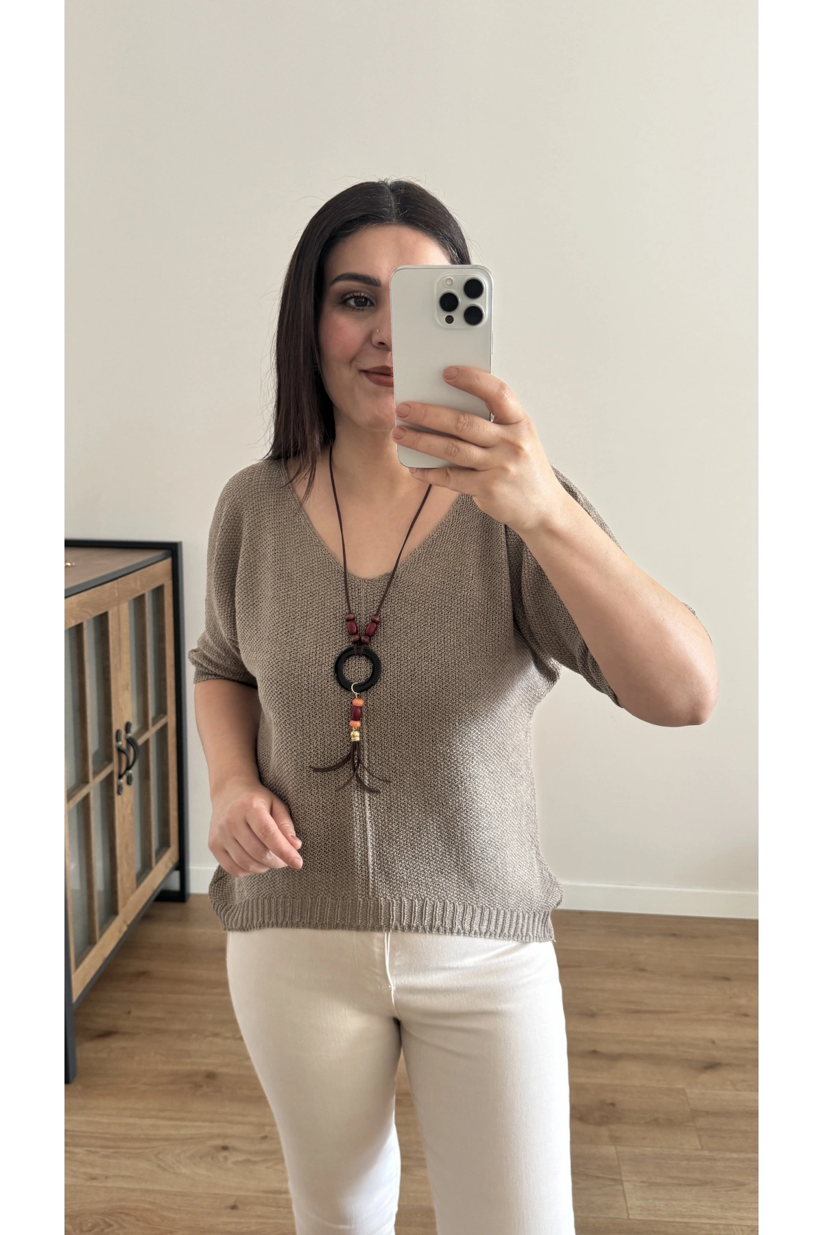 V Yaka Kolyeli Vizon İthal Bluz