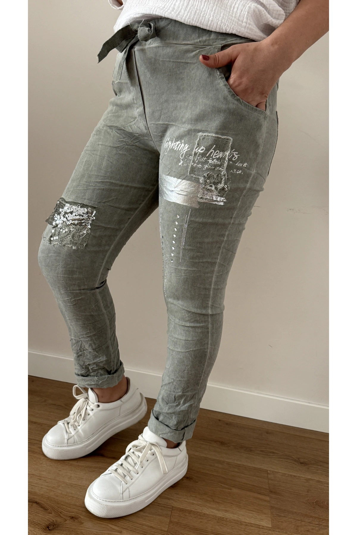 Baskılı Yeşil İthal Pantolon