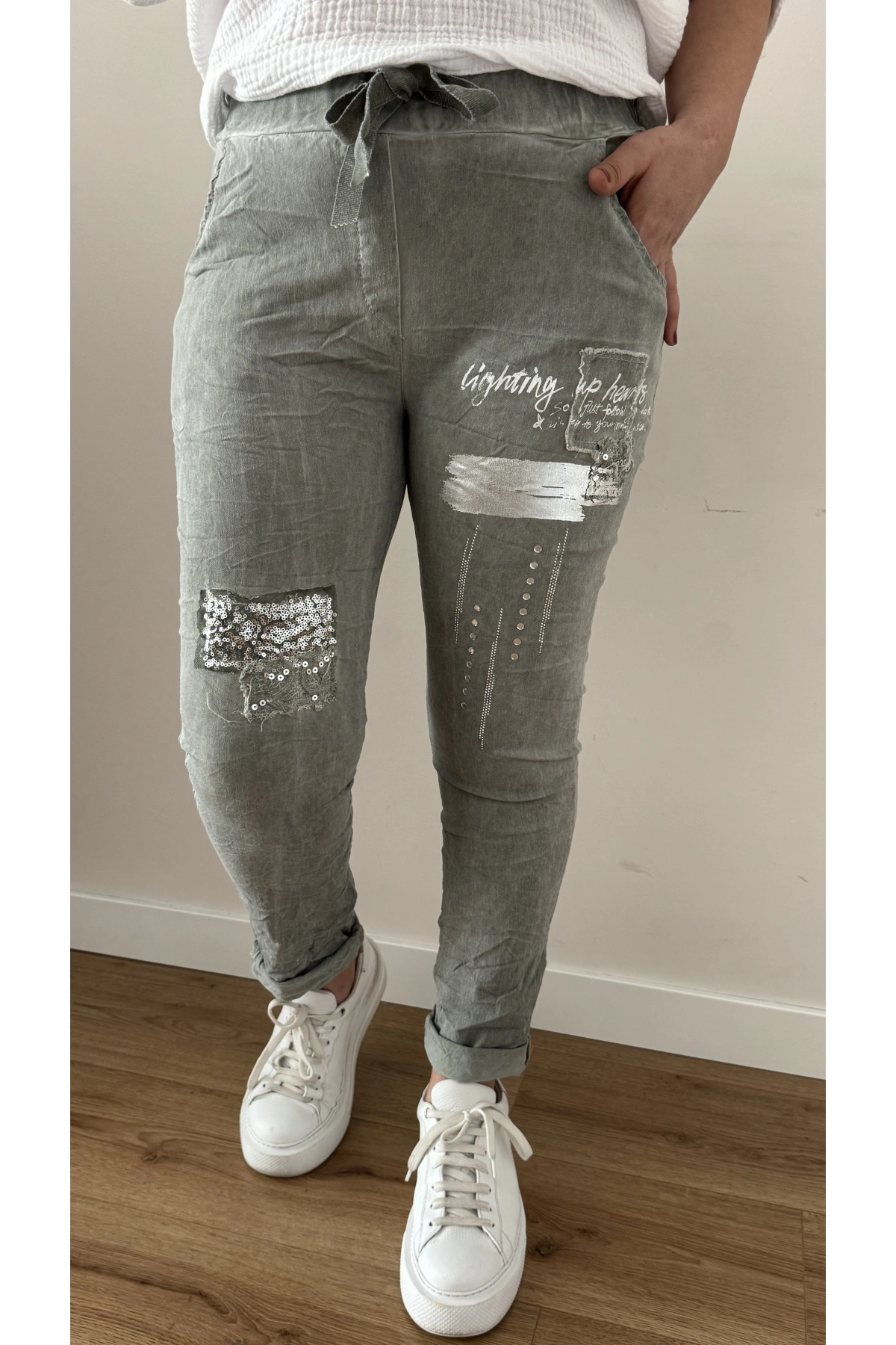 Baskılı Yeşil İthal Pantolon