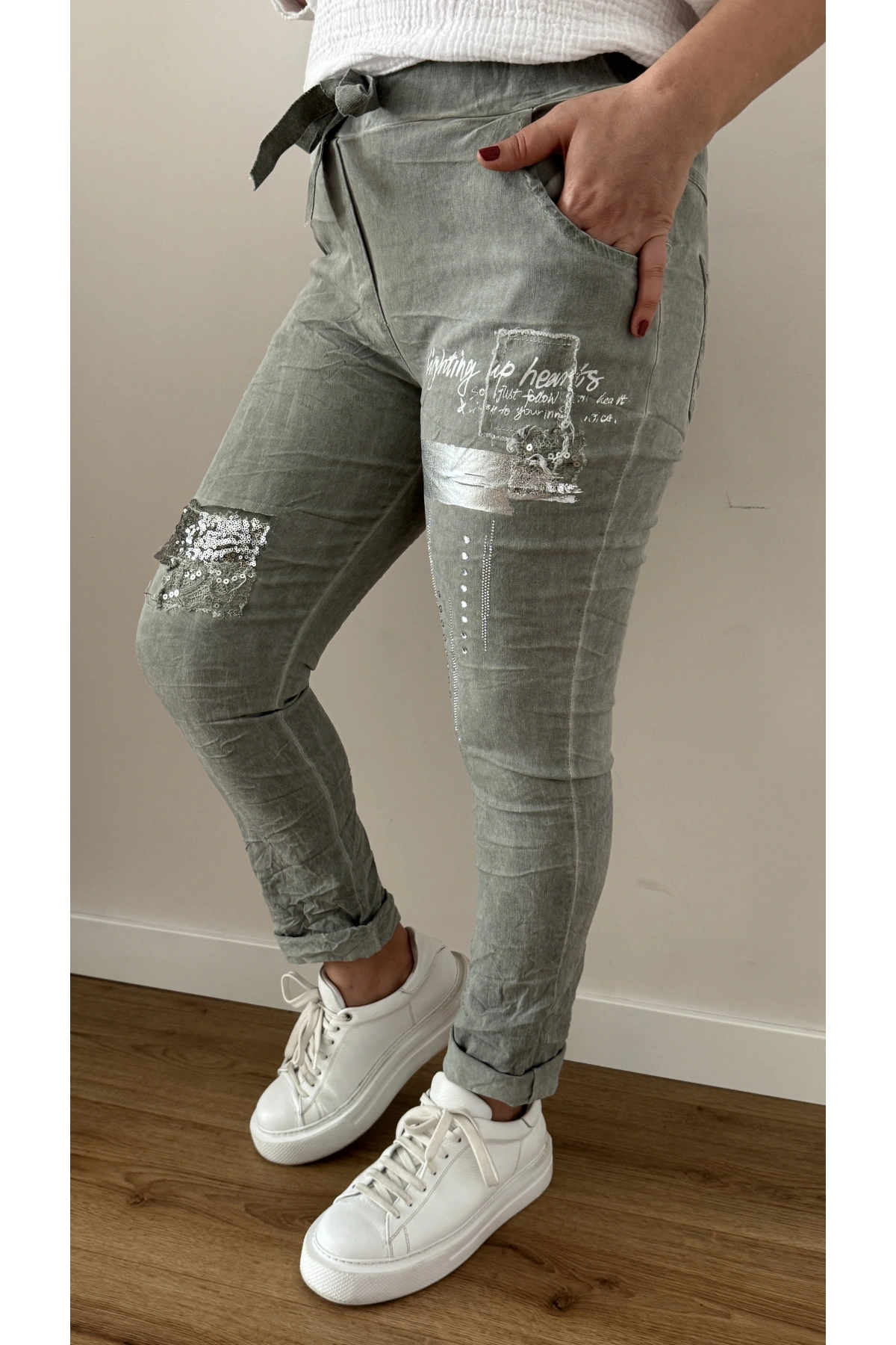 Baskılı Yeşil İthal Pantolon