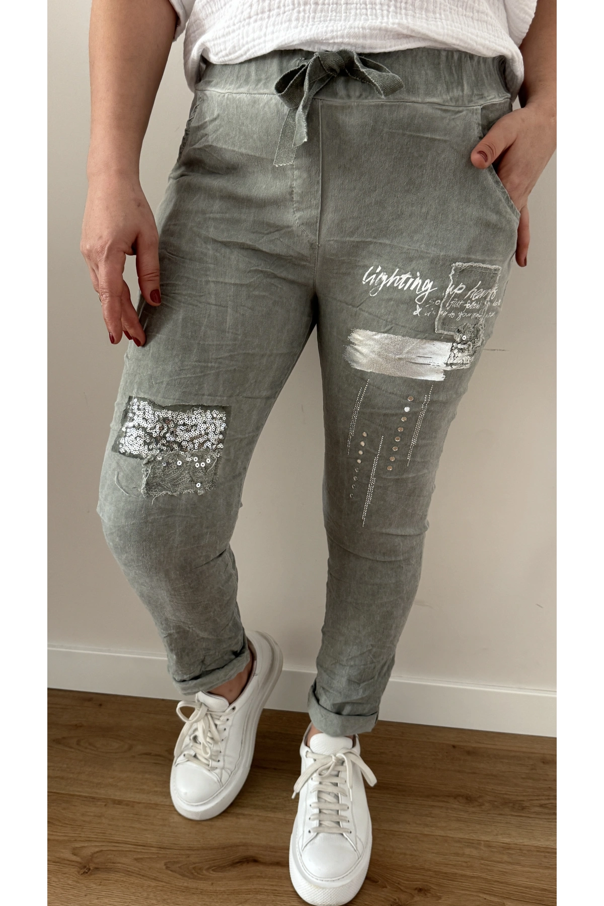 Baskılı Yeşil İthal Pantolon