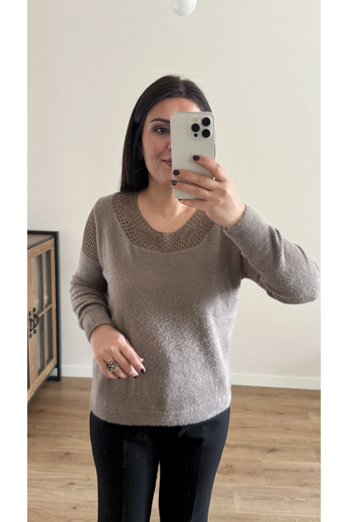 Dantel Yaka Angora Vizon Rengi Kazak