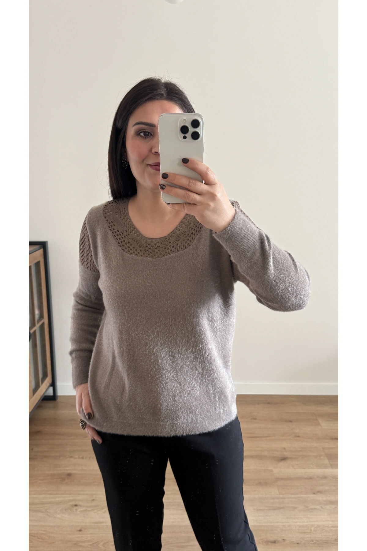 Dantel Yaka Angora Vizon Rengi Kazak