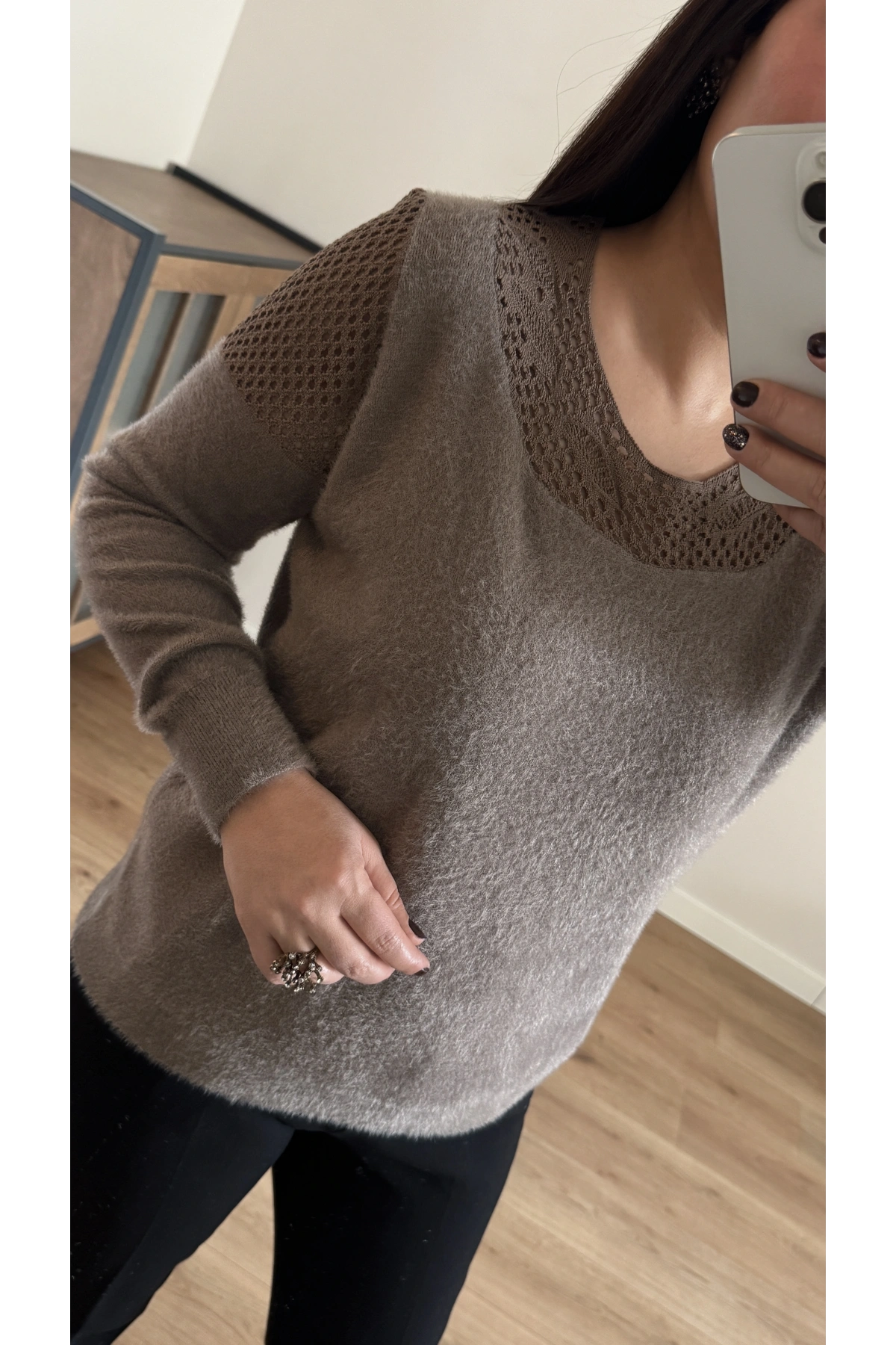 Dantel Yaka Angora Vizon Rengi Kazak