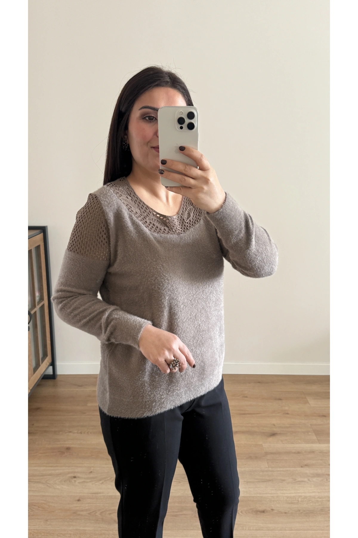 Dantel Yaka Angora Vizon Rengi Kazak