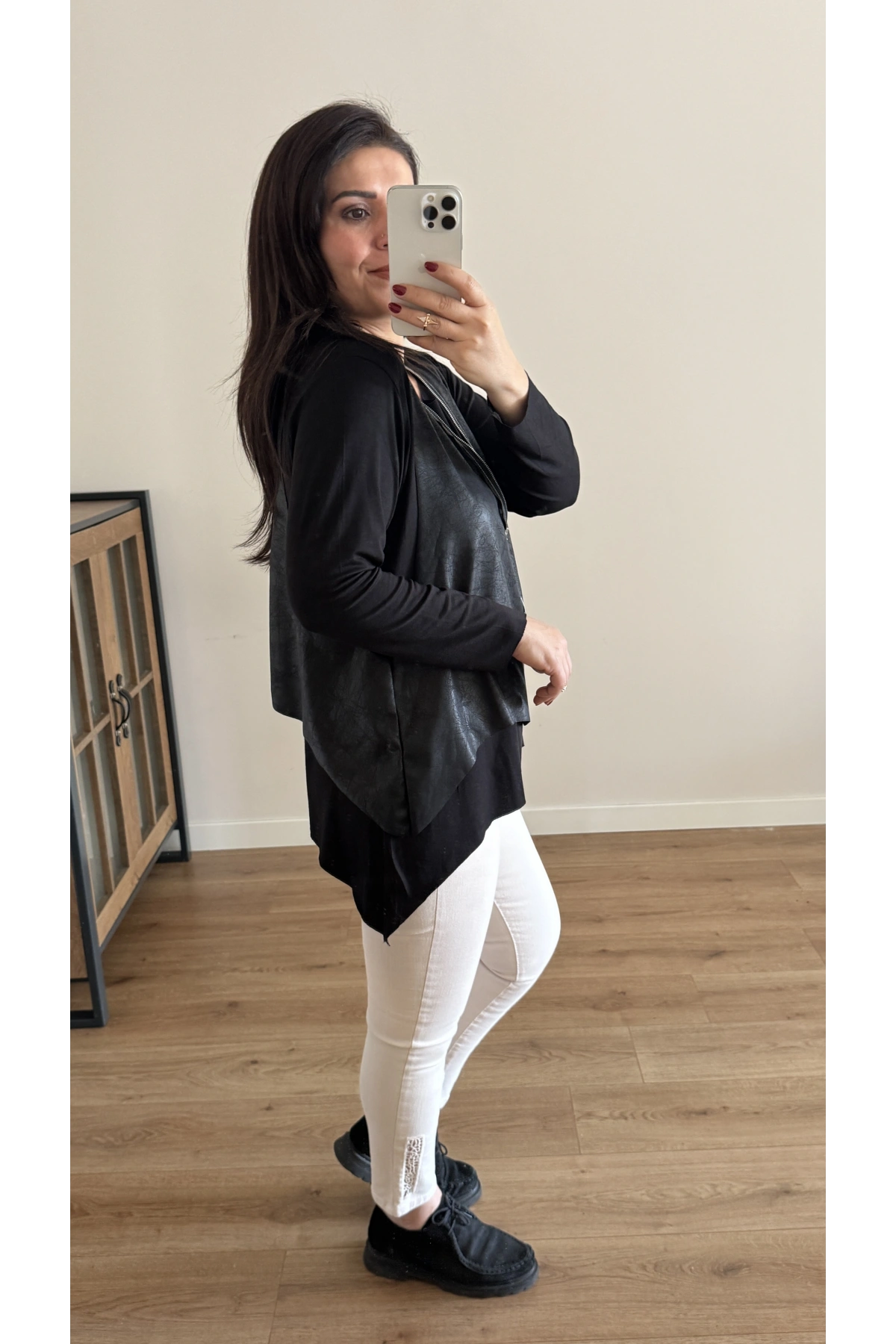 Fermuarlı Yelekli İkili Takım Bluz