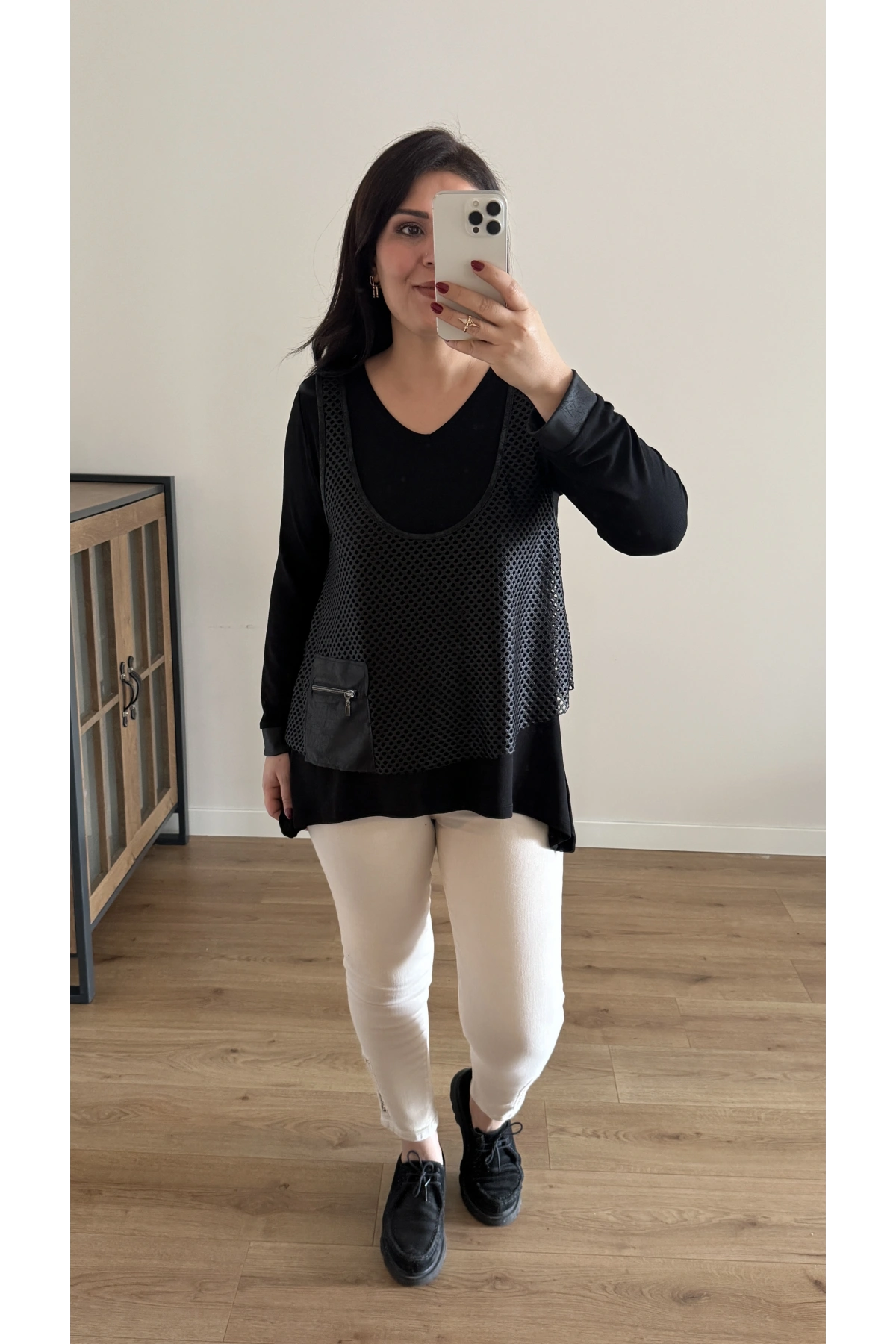 File Yelekli İkili Takım Bluz