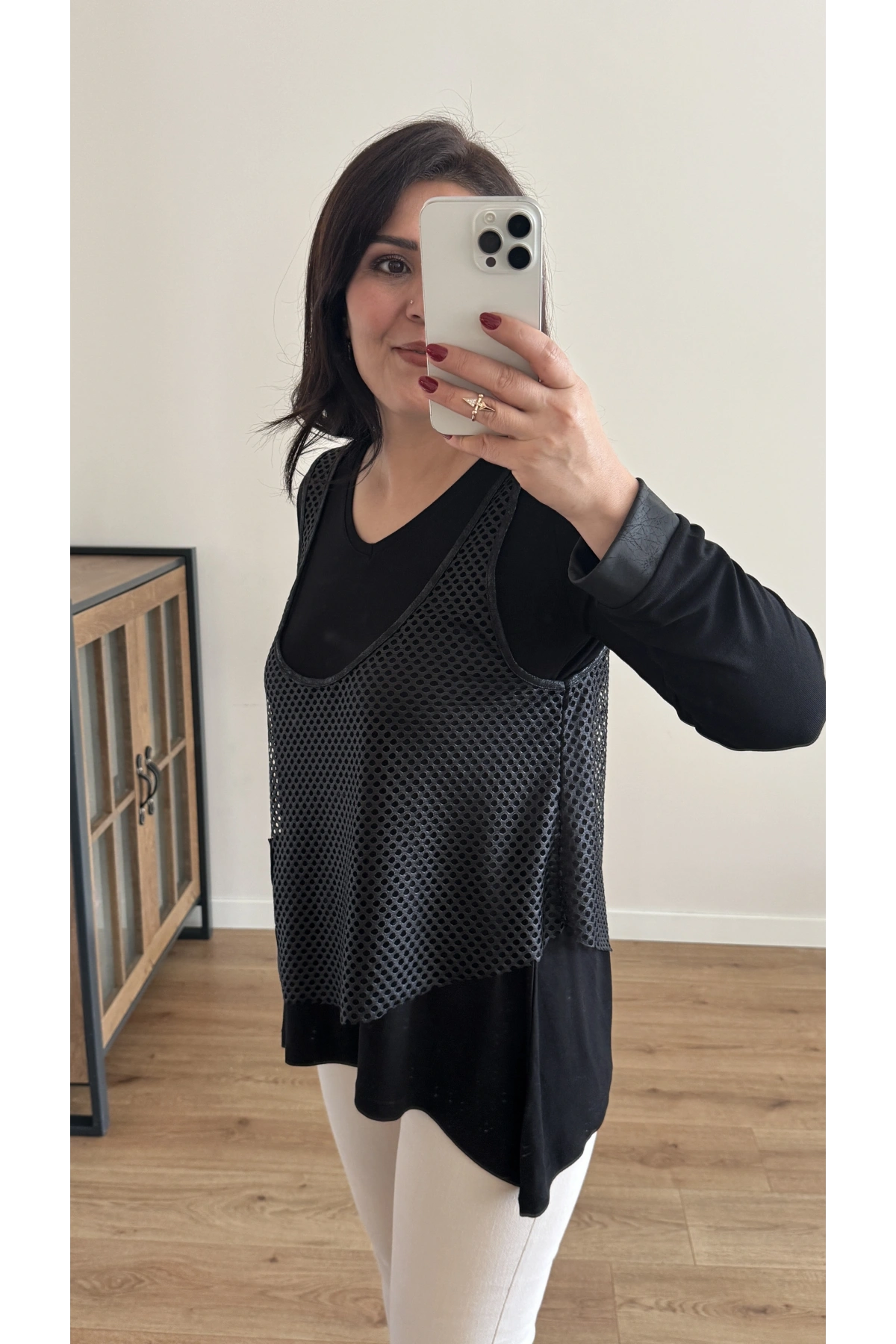 File Yelekli İkili Takım Bluz