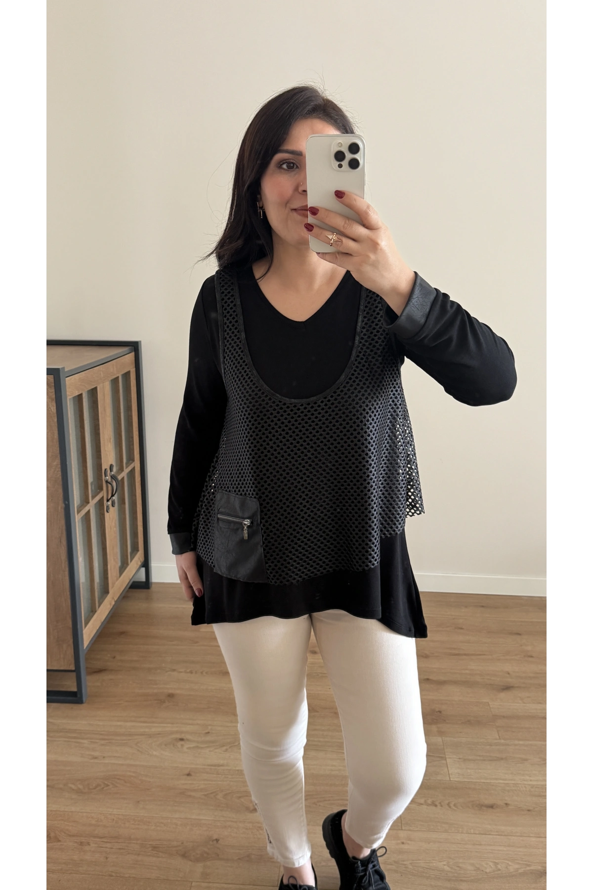 File Yelekli İkili Takım Bluz