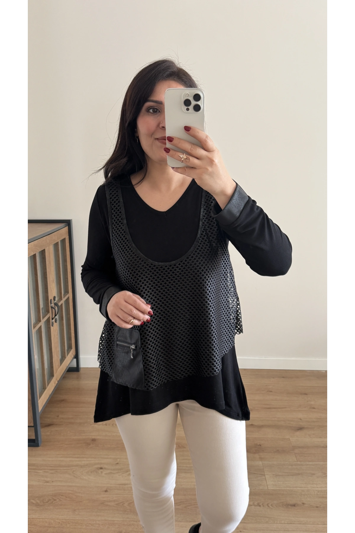 File Yelekli İkili Takım Bluz