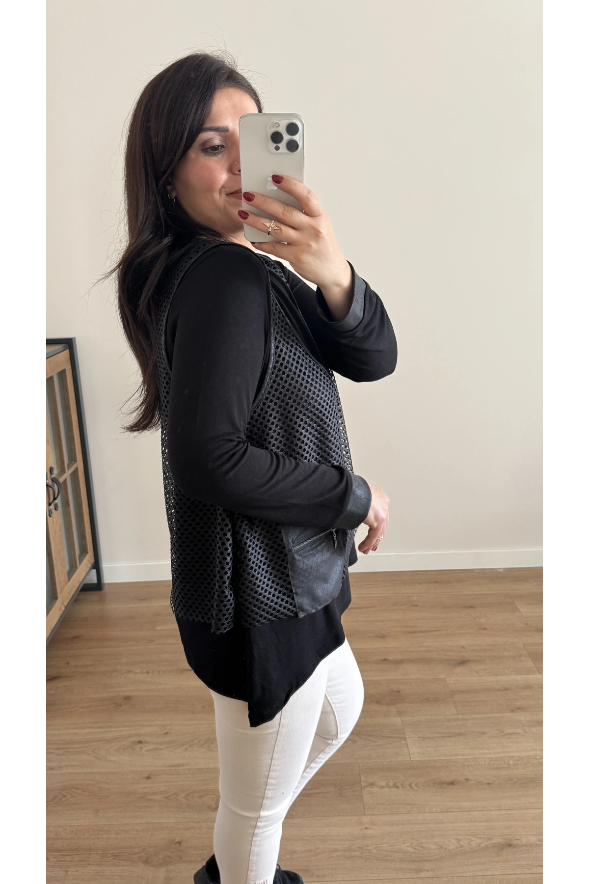 File Yelekli İkili Takım Bluz