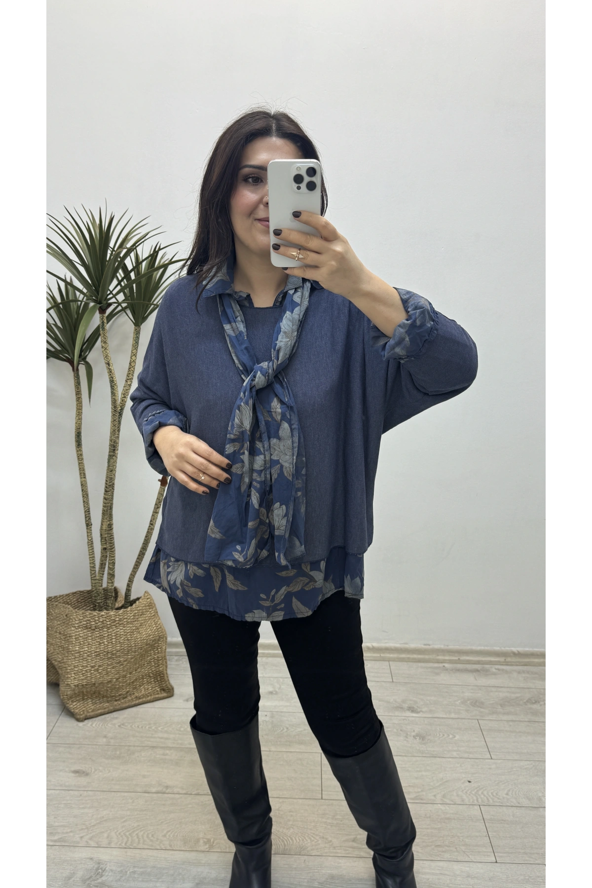 Gömlek Yaka İthal İndigo Mavi Üçlü Takım