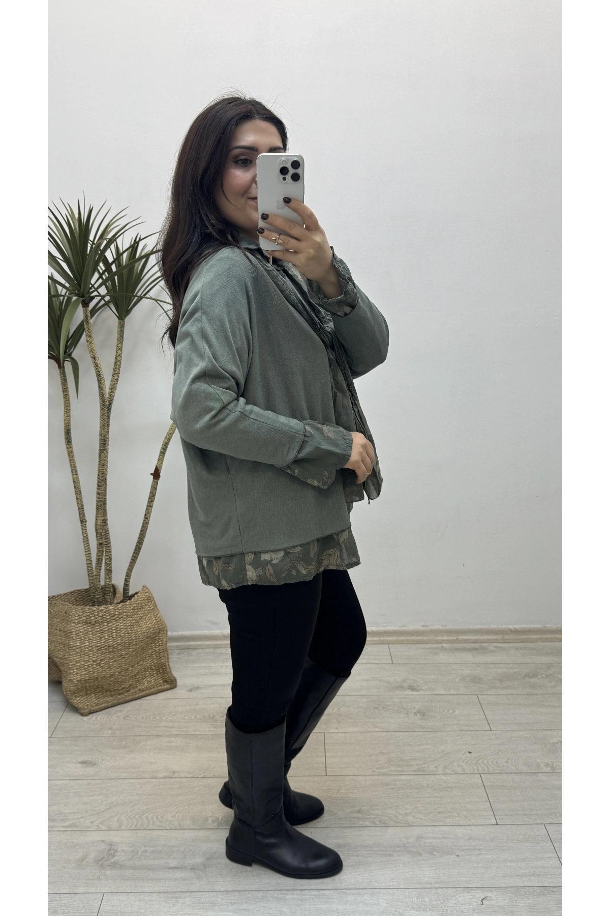 Gömlek Yaka Üç Parça İthal Yeşil Takım