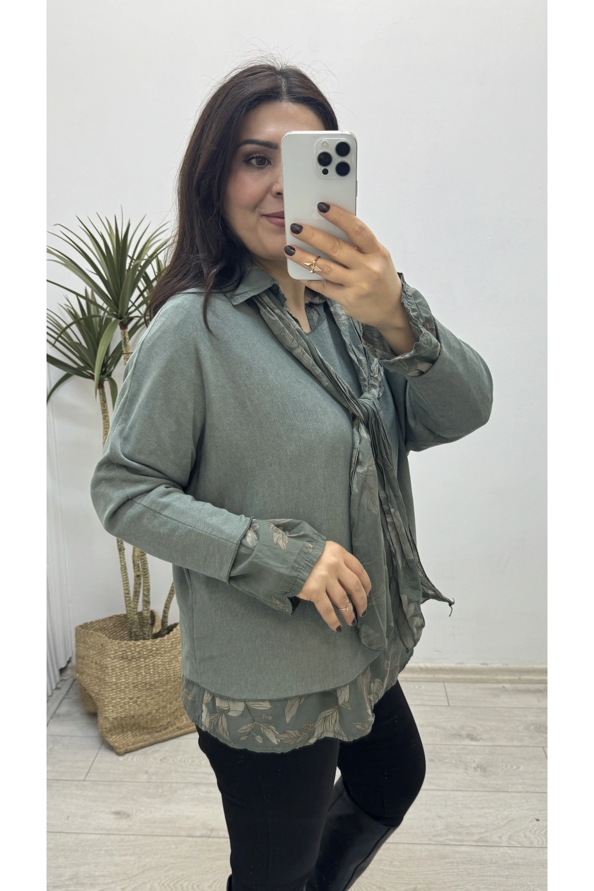 Gömlek Yaka Üç Parça İthal Yeşil Takım