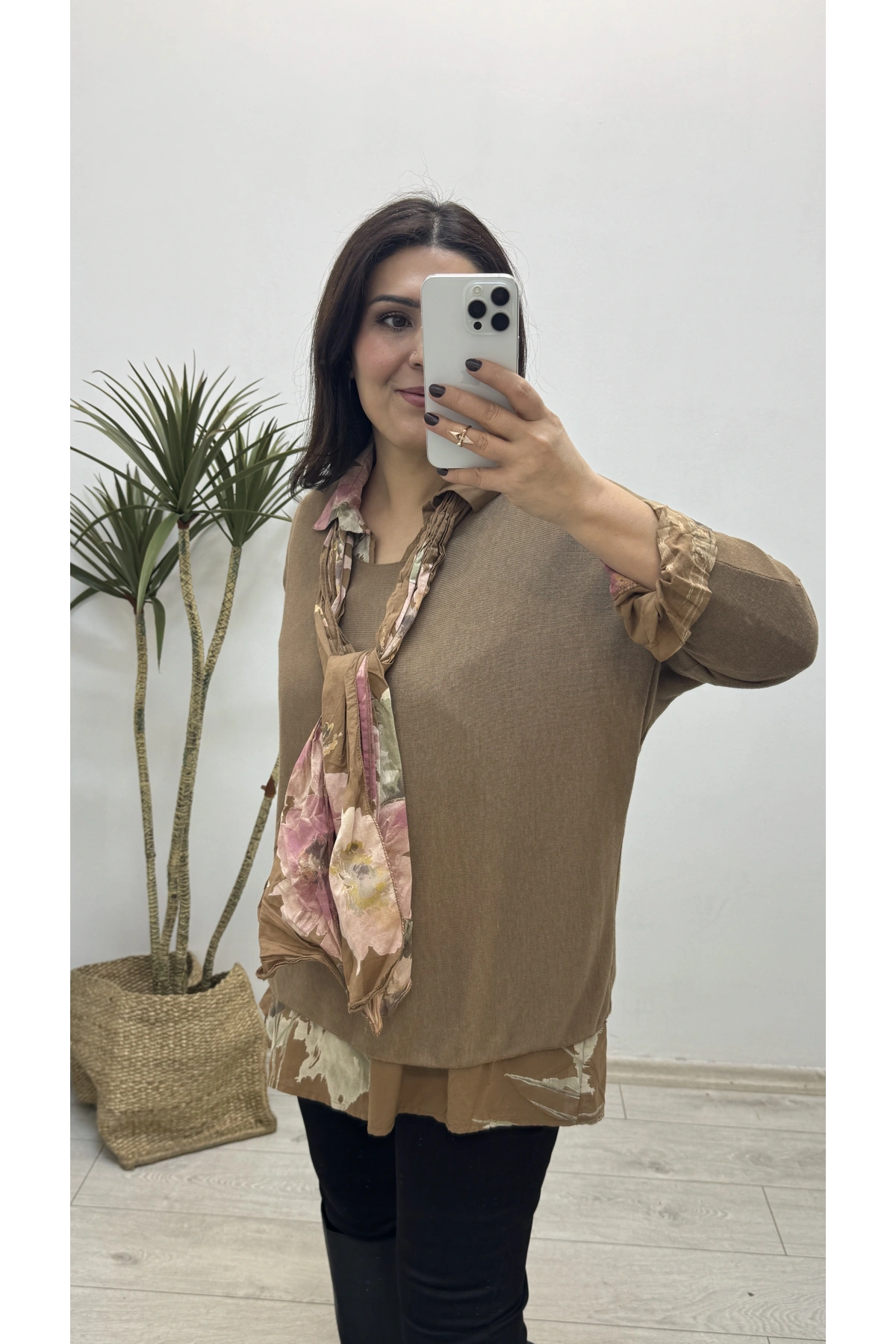 Gömlek Yaka Üçlü İthal Kahve Takım