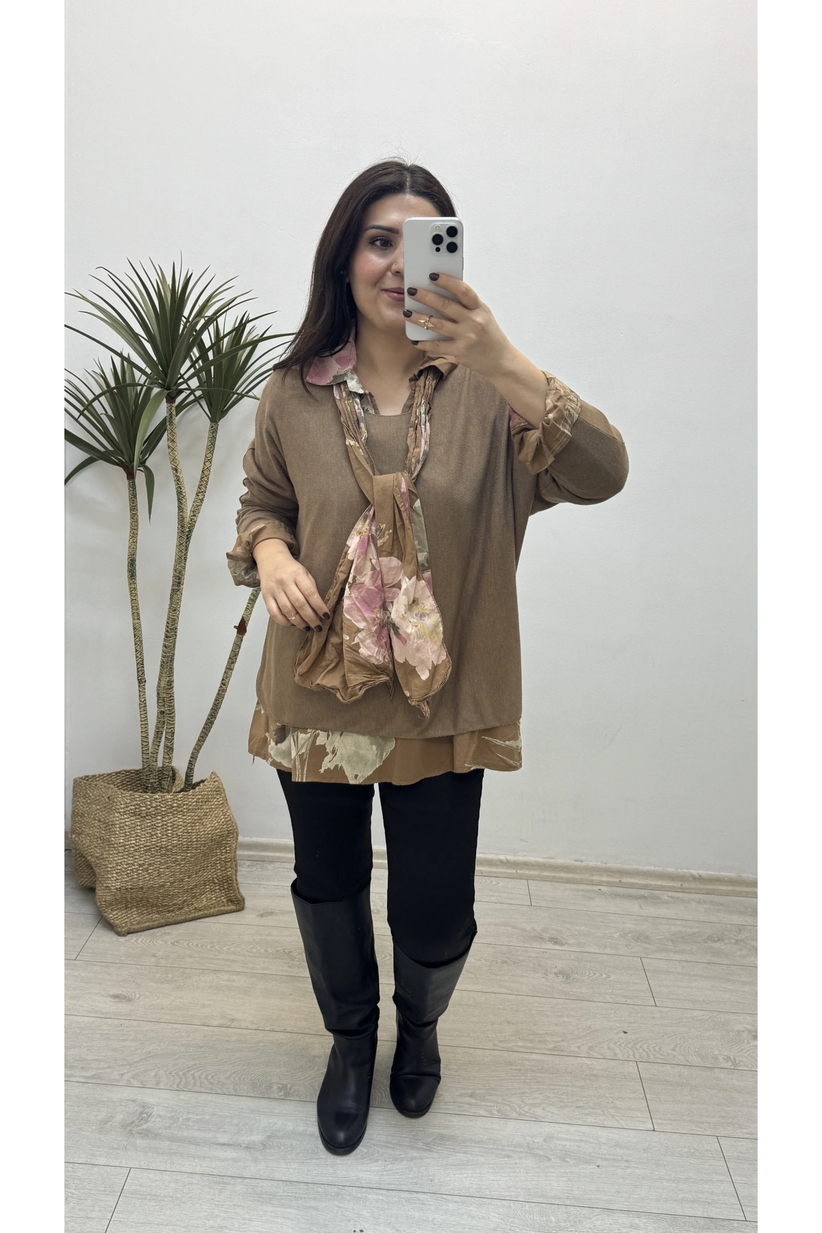 Gömlek Yaka Üçlü İthal Kahve Takım