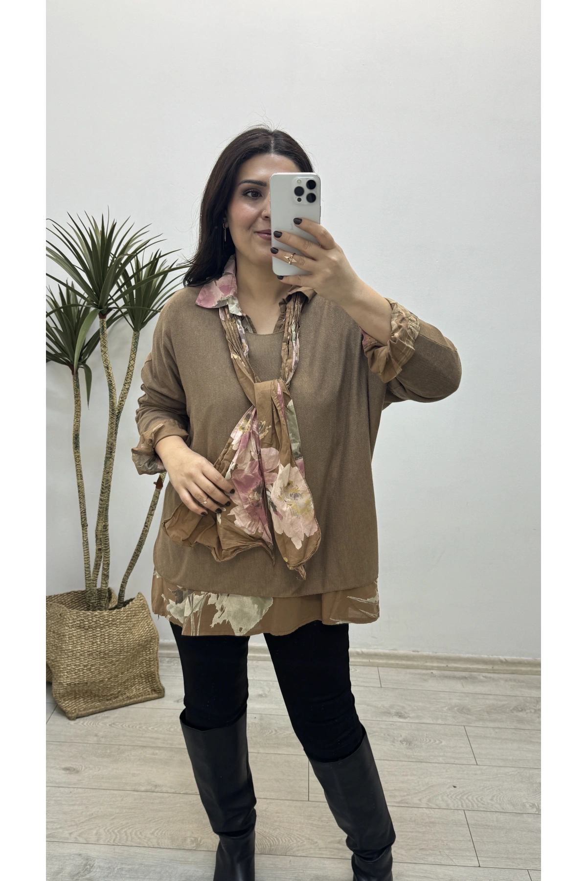 Gömlek Yaka Üçlü İthal Kahve Takım