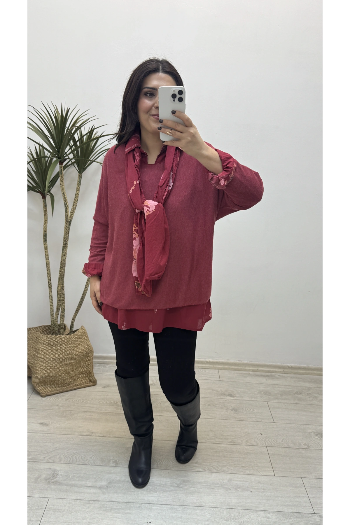 Gömlek Yaka Üçlü İthal Kırmızı Takım