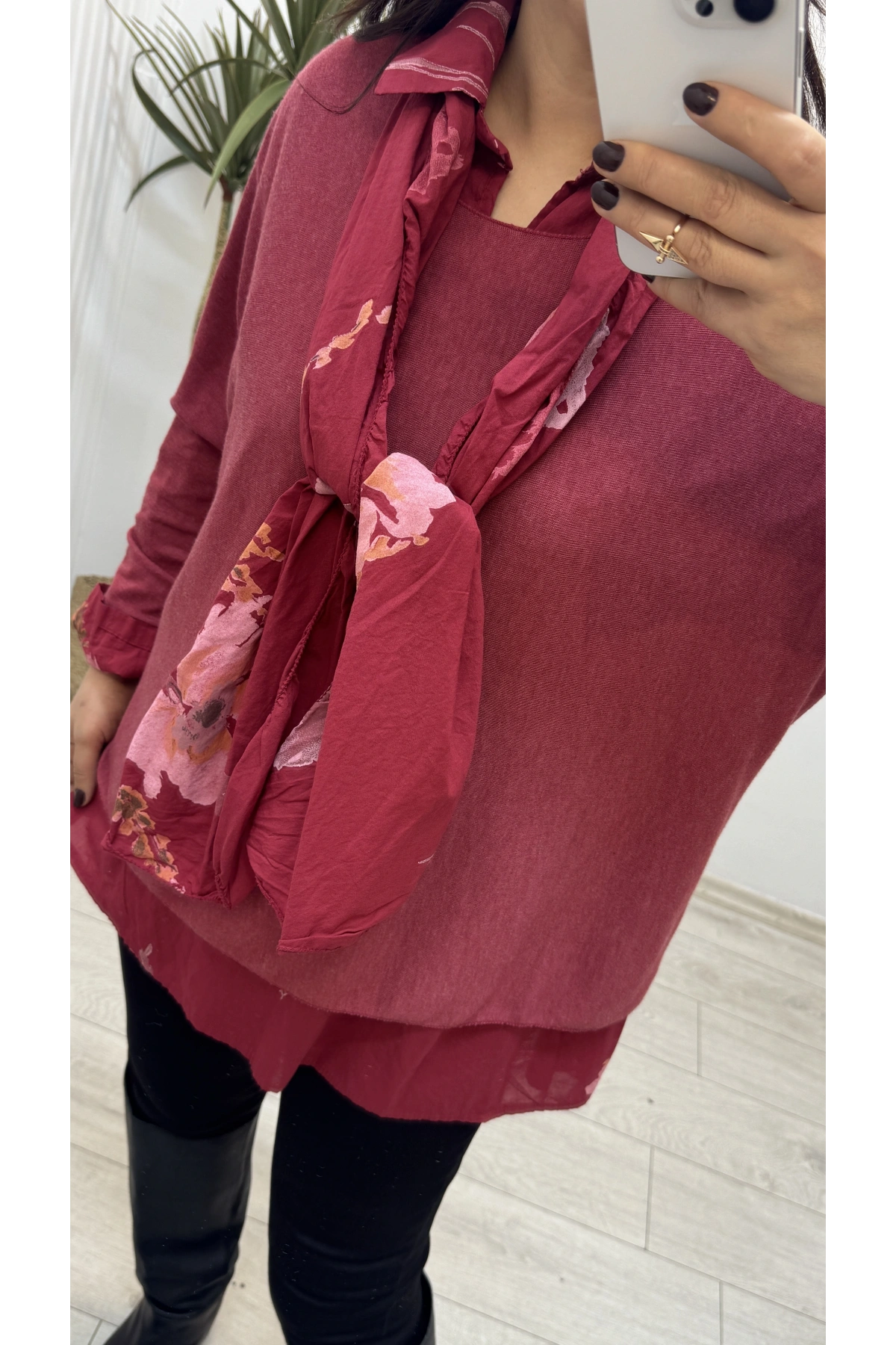 Gömlek Yaka Üçlü İthal Kırmızı Takım