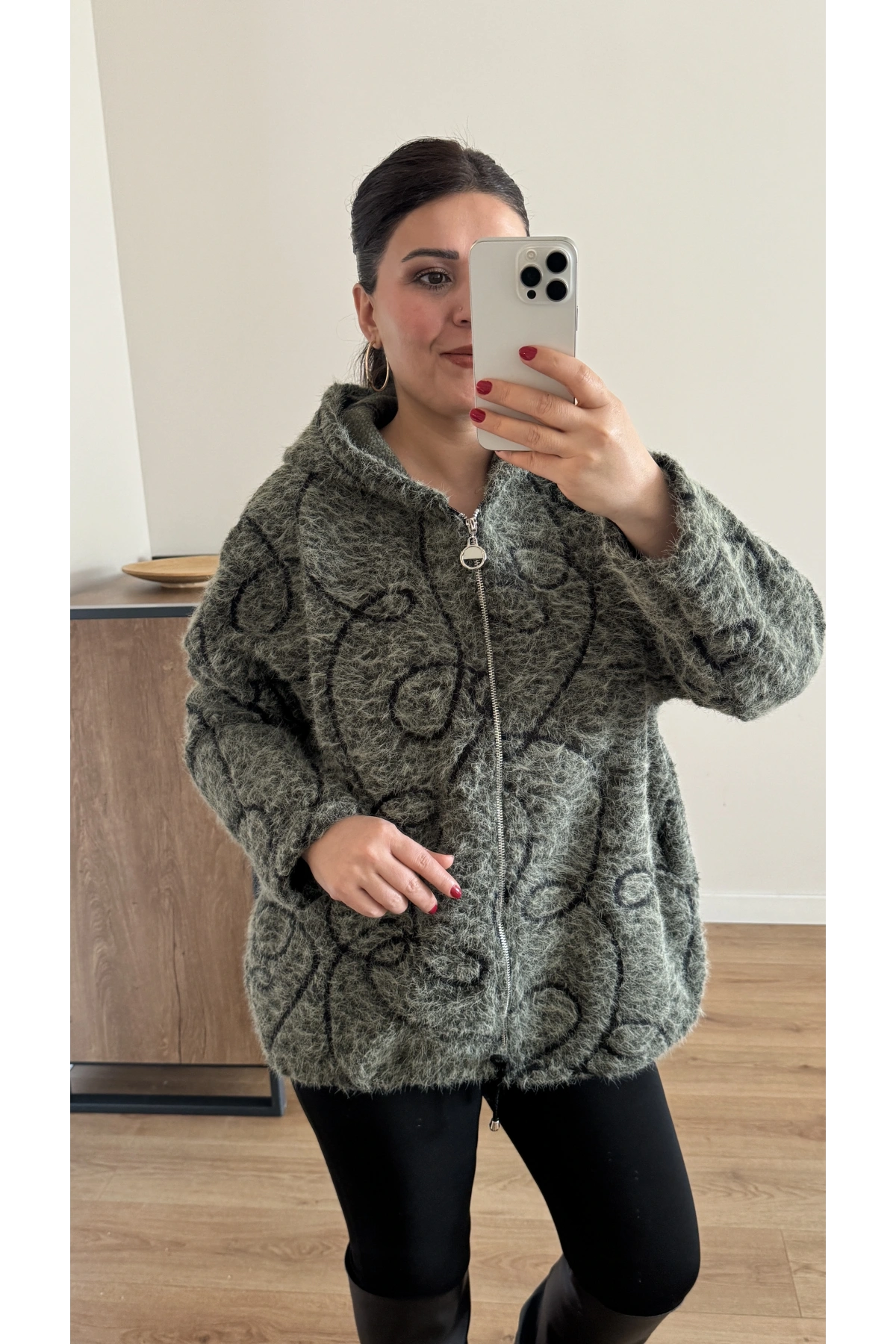 Kırçıllı Keçe İthal Haki Yeşil  Kaban