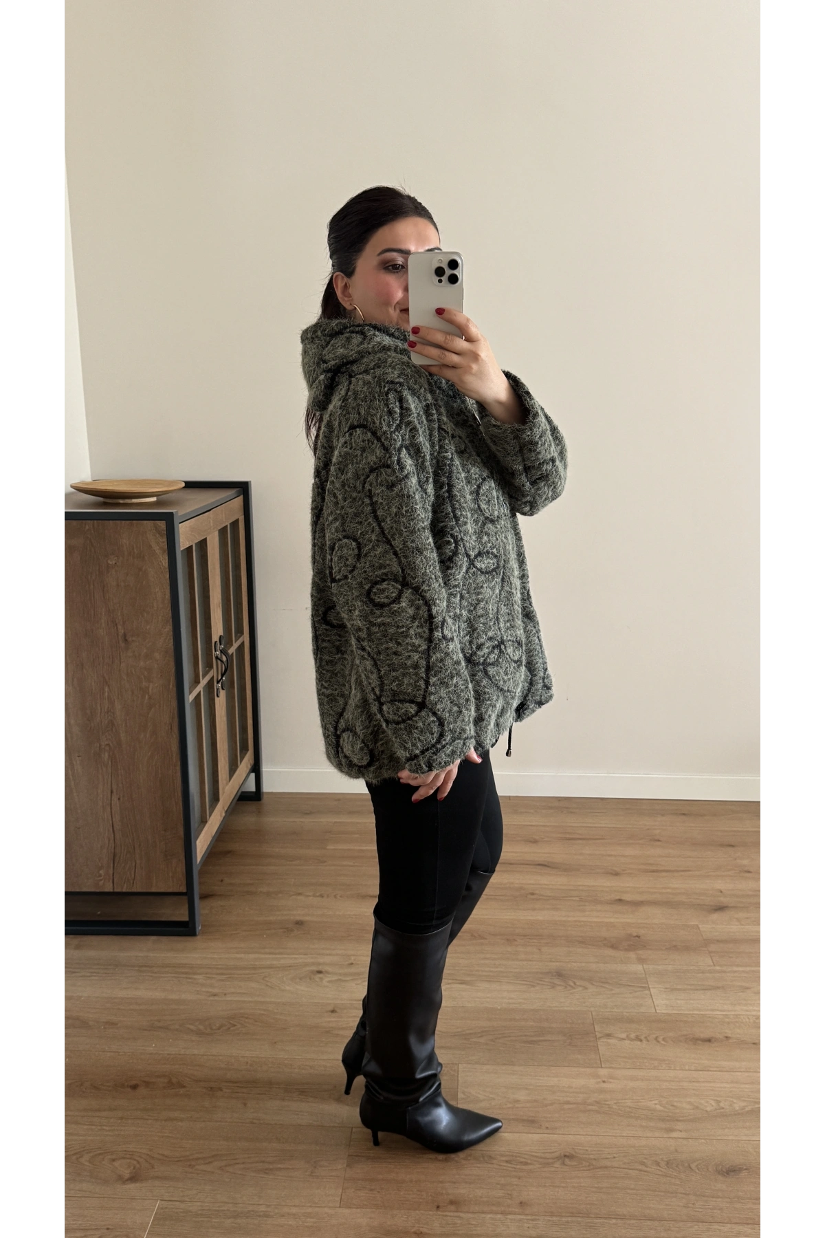 Kırçıllı Keçe İthal Haki Yeşil  Kaban