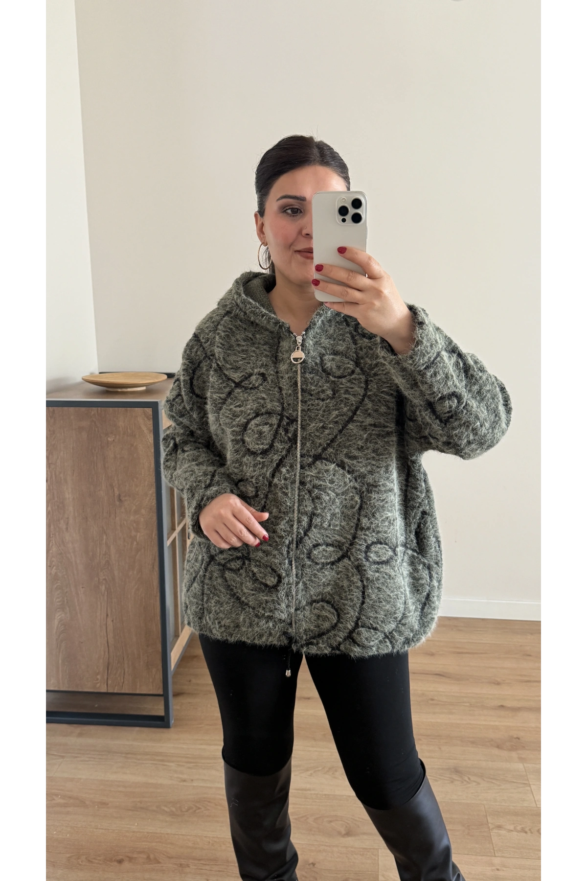 Kırçıllı Keçe İthal Haki Yeşil  Kaban