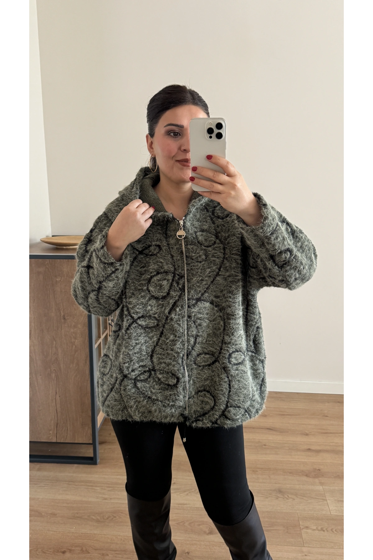 Kırçıllı Keçe İthal Haki Yeşil  Kaban