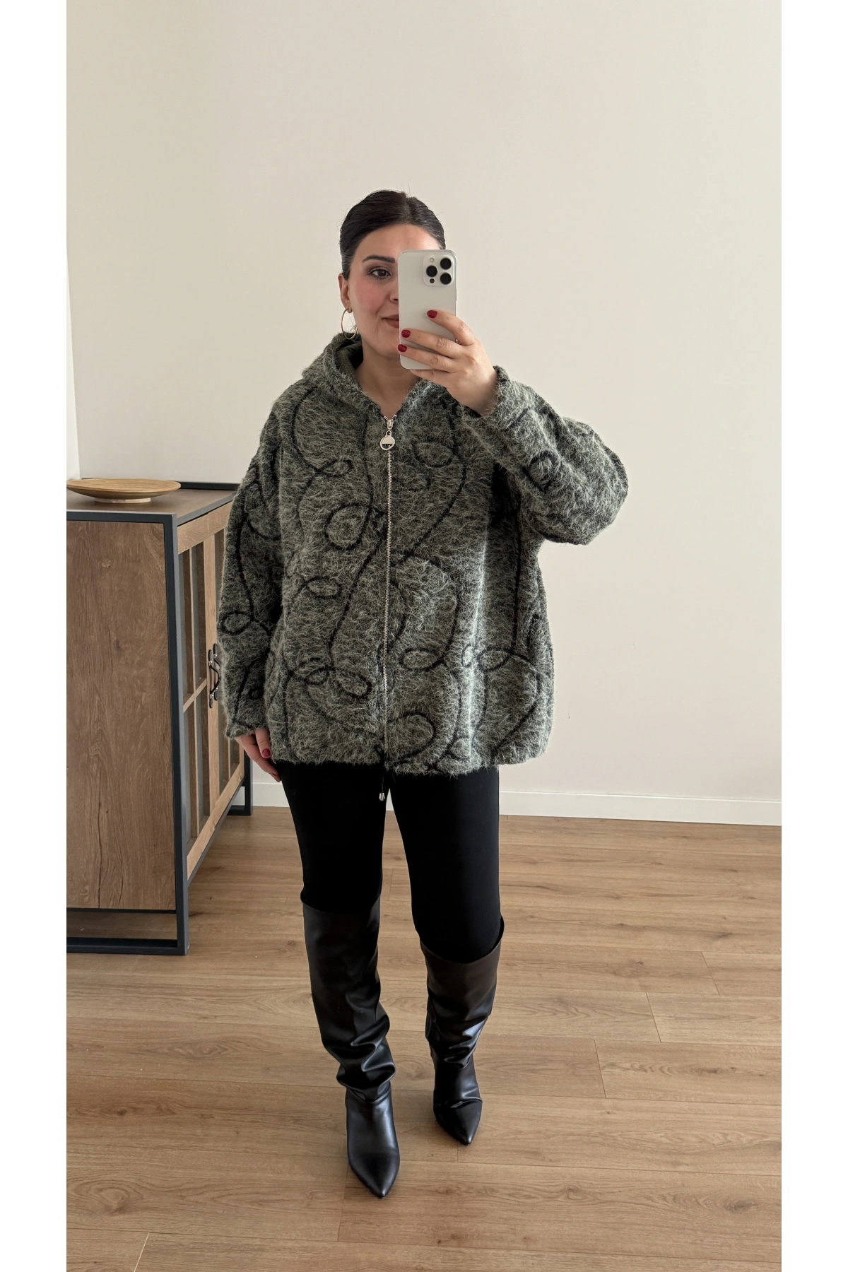 Kırçıllı Keçe İthal Haki Yeşil  Kaban