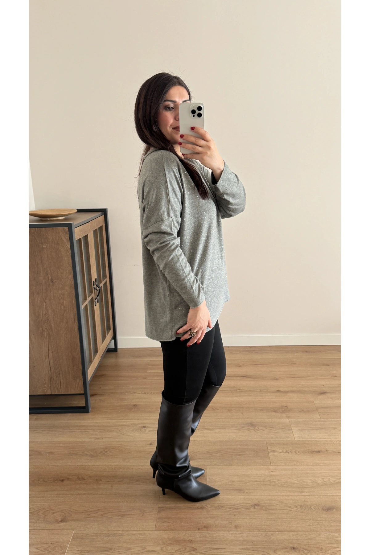 Kırık Taş Baskılı Yeşil İthal Bluz