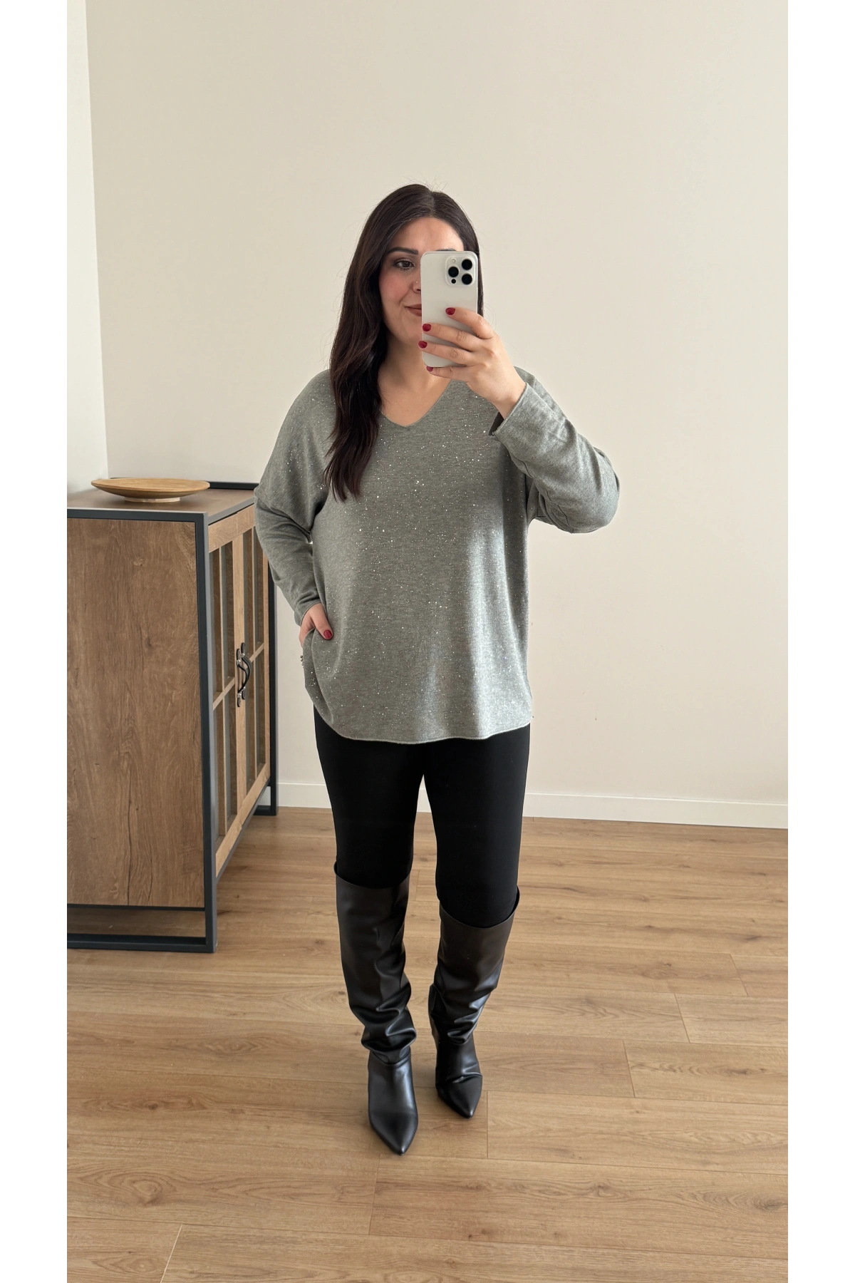 Kırık Taş Baskılı Yeşil İthal Bluz