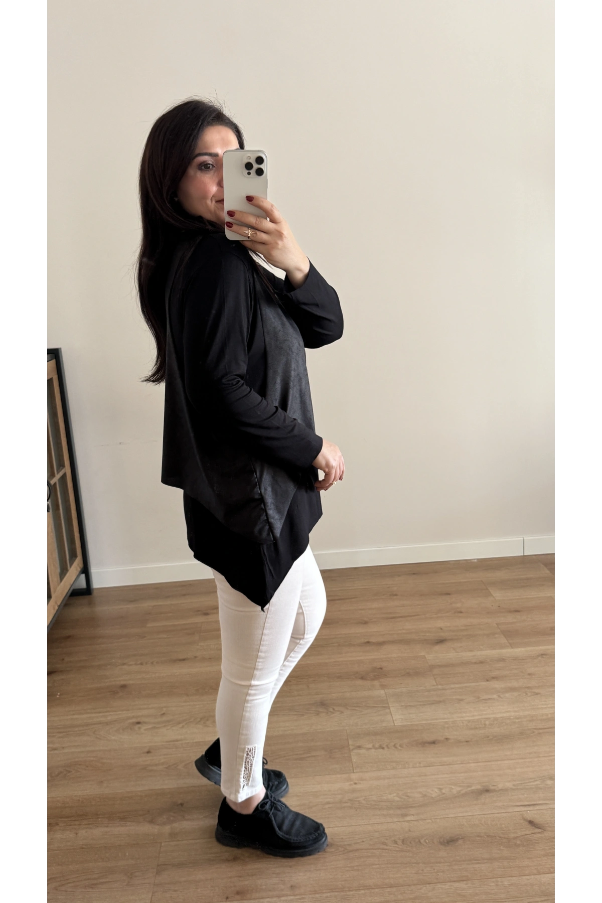 Kolyeli Asimetrik Kesim İkili Takım Siyah bluz