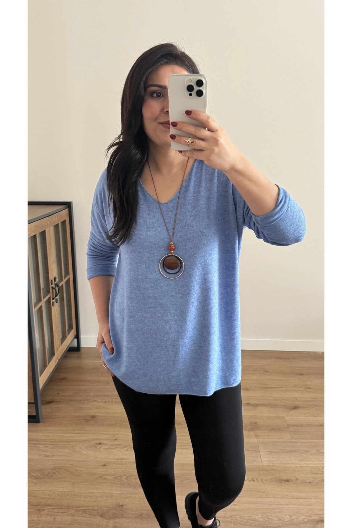 Kolyeli Bebe Mavi İthal Bluz