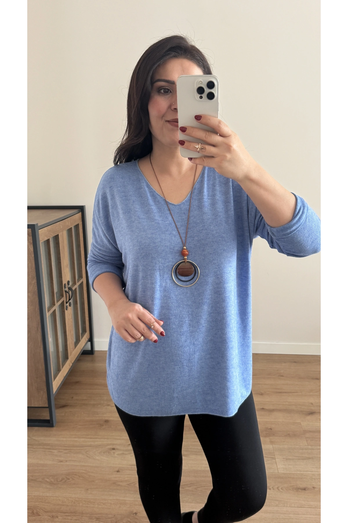 Kolyeli Bebe Mavi İthal Bluz