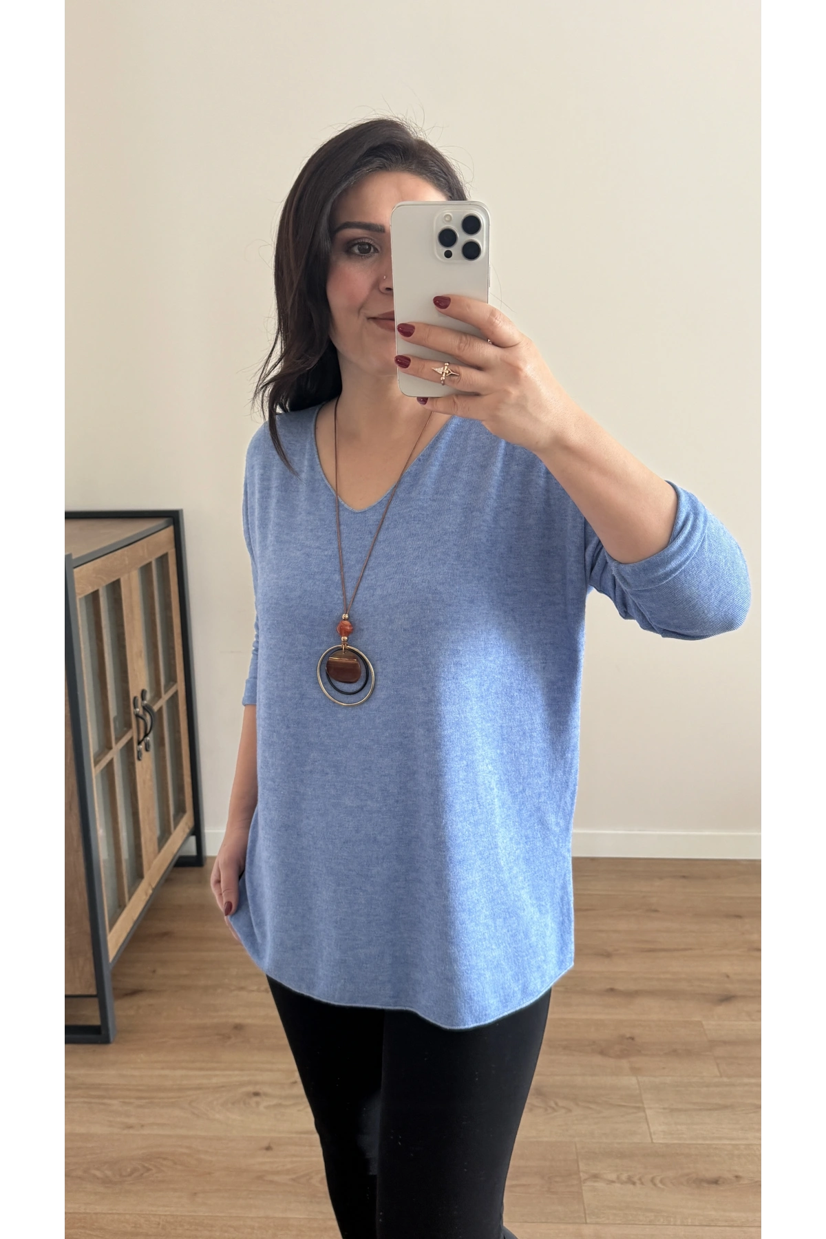 Kolyeli Bebe Mavi İthal Bluz