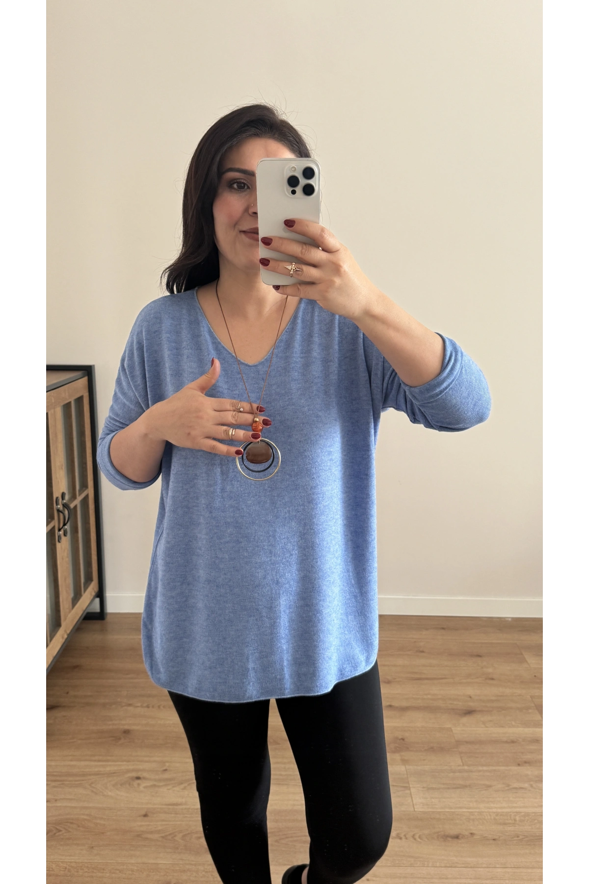 Kolyeli Bebe Mavi İthal Bluz