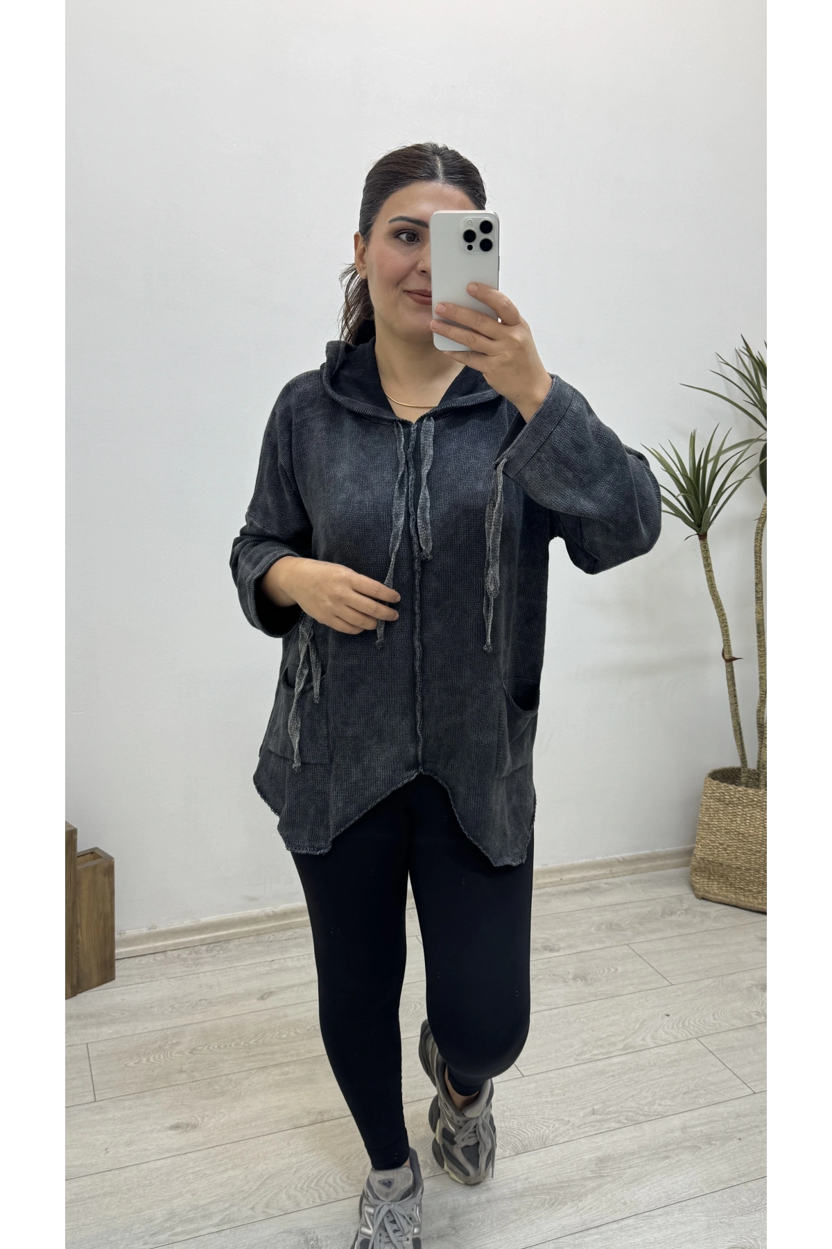 Yıkamalı Triko Örme Asimetrik Kesim Kazak