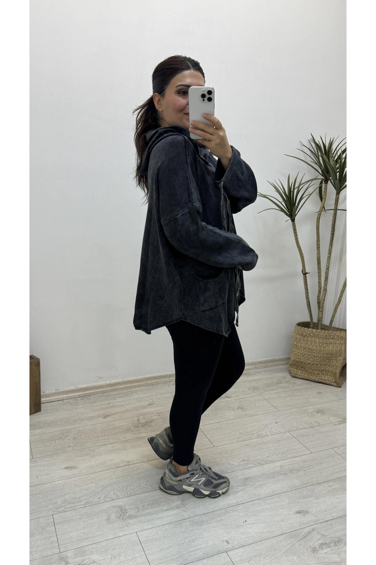 Yıkamalı Triko Örme Asimetrik Kesim Kazak