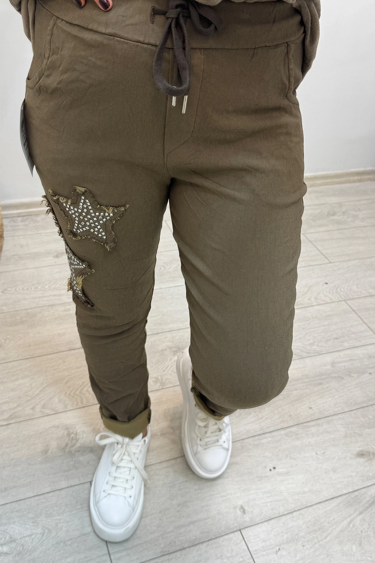 Yıldız Desenli Likralı İthal Pantolon