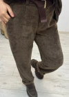 Kadife Kahverengi  Kemerli İthal Pantolon